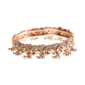Peacock Golden <b>Copper</b> <b>Bangles</b> with Pearl and Diamond Accents - Product Image 1