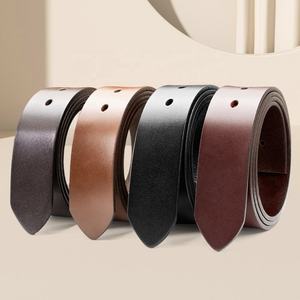 Sangle de ceinture en cuir de vachette véritable sans boucle, boucle à ardillon, boucle en toile, pour tenue décontractée ou formelle - Product Image 6
