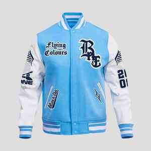 Windproof <b>Quilt</b>-Lined Thick Winter Varsity Jacket Stand Collar <b>Single</b> Breasted Custom Sleeves Vintage Style Breathable - Product Image 1