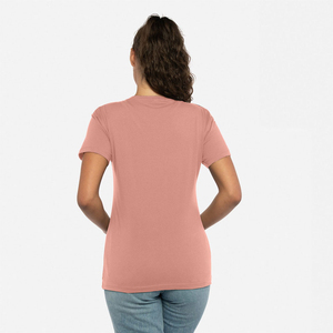 T-shirt femme en coton biologique de luxe 100% certifié GOTS, coupe classique, manches courtes, col en V, prélavé, doux, pour l'été - Product Image 3