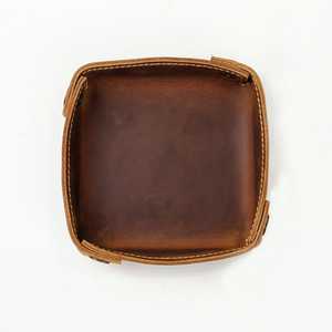Rustic Genuine Leather Valet Catchall Tray <b>Small</b> Storage Box Handcrafted Real Leather <b>Desk</b> Organizer Bag Case GLTY-0045 - Product Image 1