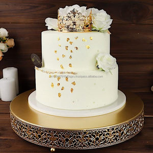 Servidor de pastel metálico redondo personalizado con acabado mate ligero para decoración del hogar, uso doméstico ocasional para bodas - Product Image 5