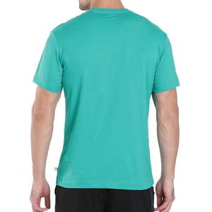 T-shirt pour homme en coton doux de qualité supérieure, col rond, manches courtes, coupe ajustée, personnalisable avec logo turquoise, style streetwear décontracté pour l'été - Product Image 2