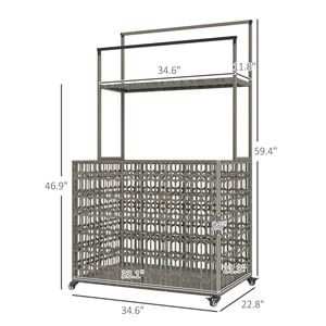 Wicker Pool Float Storage Organizer PE Rattan Pool Float Holder <b>Basket</b> <b>Shelf</b> with Towel Bars Rolling Pool Caddy for Floaties - Product Image 3