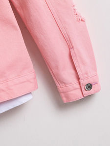 Chaqueta Vaquera de Diseño Nuevo para Hombre, Estilo Vintage con Mangas Deshilachadas y Rasgadas, Cuello Camisero, Corte Regular, Prenda Exterior de Algodón para Primavera, Elegante - Product Image 6