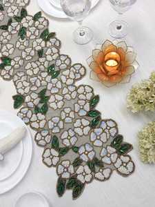 Handmade white flowers beaded runner - Product Image 4