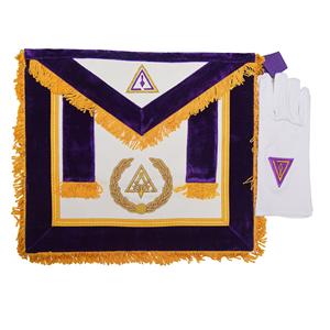 Delantales Masónicos Personalizados NESTA SPORTS, Azul y Blanco, con Bordado de Encaje, 14º Grado, Rito Escocés, Insignia de Cuero Premium con Pin - Product Image 1