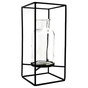 Vase à fleurs élégant et unique en métal noir et or avec design côtier, vase de table écologique pour la décoration de la maison - Product Image 2