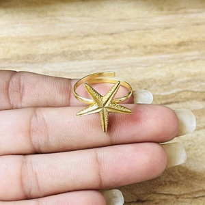 Unique Design Starfish <b>Ring</b> Boho Brass <b>Rings</b> For Women 18k Gold Plated Ocean <b>Statement</b> Dainty Handmade Jewelry Wholesale/OEM/ODM - Product Image 2