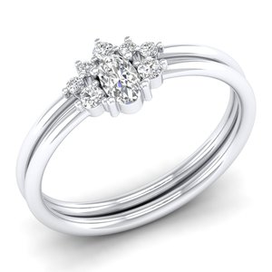 Anillo de Diamante Cultivado en Laboratorio REYES, Corte Ovalado, 0.38 Quilates, Oro Blanco de 14K, Regalo de Compromiso o Boda, Joyería Fina para Mujer - Product Image 2