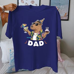 Camiseta de Manga Corta para Mujer, 100% Algodón, Tejido de Punto, Estampado Informal con Diseño de Capibara Celebrando su Cumpleaños, Corte Cómodo - Product Image 3