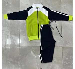 Ensemble de survêtement 2 pièces vert et noir en coton pour garçons et filles, uniforme scolaire de maternelle et primaire, logo personnalisé - Product Image 3