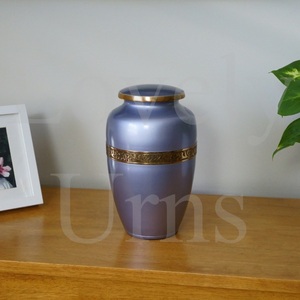 Soft silver cremation urn adult medium <b>keepsake</b> <b>memorial</b> ashes container elegant calming design - Product Image 4