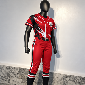 Uniformes de softball OEM pour femmes et filles avec maillots et pantalons assortis et graphiques d'équipe personnalisés, pantalons à boutons color block - Product Image 5