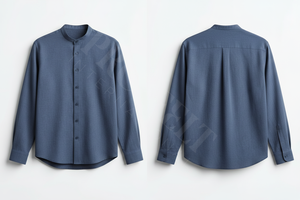 Camisas de Vestir Casuales de Manga Larga de Alta Calidad al por Mayor con Cuello Mao, Ligeras, de Color Liso y con Botones - Product Image 2