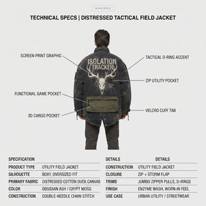 OEM Heavyweight 450GSM Canvas Boxy Hunting <b>Jacket</b> <b>Gothic</b> Gorpcore Men's Distressed Vintage Winter Outerwear Water-Resistant - Product Image 5