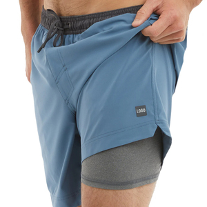 SELF INDUSTRIES Custom Quick Dry Spandex Polyester Drawstring <b>Mid</b> Knitted Patchwork Pockets Men's Compression Liner Board Shorts - Product Image 1