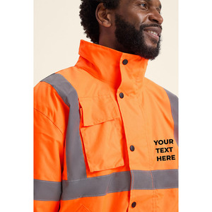 Chaquetas Bomber Impermeables y Transpirables de Microfibra Clase 3, Chaqueta con Capucha Reflectante de Seguridad de Alta Visibilidad con LED Intermitente, Logotipo Personalizable - Product Image 3