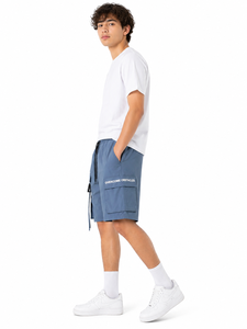 Men’s Premium Blue <b>Cargo</b> <b>Shorts</b> Elastic Waist Utility <b>Shorts</b> Drawstring Casual Bottomwear Multi Pocket Design <b>Lightweight</b> - Product Image 2