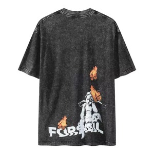 Camiseta de Algodón Grueso de Alta Calidad para Hombre, Camiseta Urbana al por Mayor, Impresión Frontal Personalizada, Impresión por Transferencia de Calor, Manga Corta - Product Image 2
