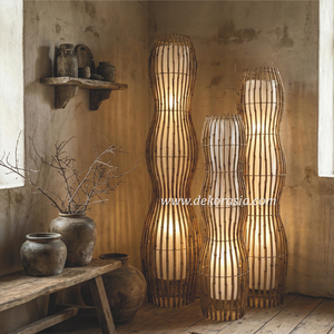 Ensemble de lampes de sol en bambou naturel, fabrication artisanale, éclairage décoratif écologique pour salon, chambre à coucher, hôtel, décoration intérieure - Product Image 6