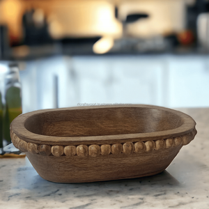 Bols en bois perlé de style moderne parfaits pour les accessoires de cuisine servant et faisant des bougies dans les antiquités - Product Image 4