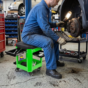 Heavy Duty Mechanic Rolling Stool 2 <b>Drawer</b> <b>Tool</b> Storage, 280lb Garage Creeper Seat with Swivel Casters Workshop Chair GAPSTL007 - Product Image 1