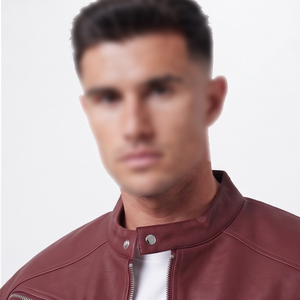 Men Vintage Genuine Leather <b>Jacket</b> Motorcycle Fashion Biker Coat Men's Stand Collar Chest Pocket Leather <b>Jackets</b> Mens - Product Image 5