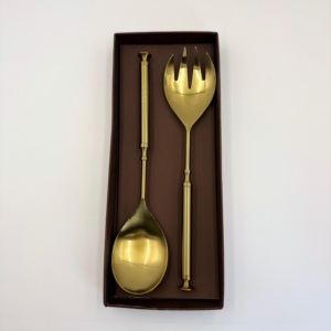 Servidor de Ensaladas con Acabado Dorado, de Acero Inoxidable, con Mango Redondo, para Mesa de Comedor, Juego de Servidores de Ensaladas - Product Image 4