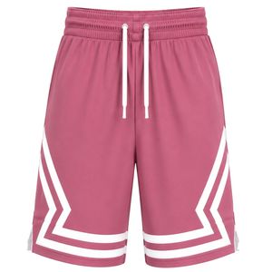 Shorts de basketball personnalisés pour hommes, couleur rose poudré, avec panneaux latéraux géométriques blancs, en maille respirante, pour l'entraînement sportif et la gym - Product Image 1