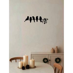 CIFbuy 1PC Elegante Scultura Murale in Metallo a Forma di Uccello su Ramo, Ornamento da Parete con Foglie, Appendiabiti e Ganci Decorativi - Product Image 2