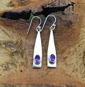Pendientes Colgantes de Plata de Ley 925 con Amatista Púrpura Natural, Hechos a Mano, Certificados por IGI, para Oficina/Trabajo, Joyería Fina, Heaven Crafts - Product Image 1
