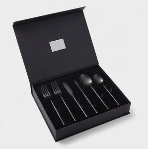 Ensemble de couverts en métal noir mat de qualité supérieure, design minimaliste, passe au lave-vaisselle, cuillères, fourchettes, couteaux pour la restauration - Product Image 6