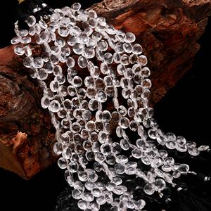 RAY FINE ORNATES Perles de pierres précieuses en cristal de quartz clair ovales, facettées, en forme de briolette, certifiées par un tiers pour la fabrication de bijoux - Product Image 1