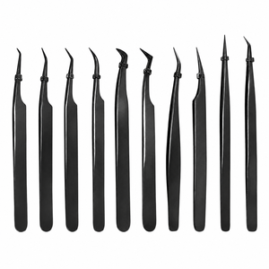 Ensemble complet de pinces à cils Plasma noir Logo personnalisé en acier inoxydable pointe de volume de style japonais - Product Image 1