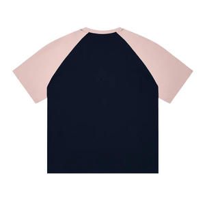 เสื้อยืดลำลองแขนแร็กแลนสองสี พิมพ์โลโก้ตามสั่ง ขายส่ง OEM คุณภาพสูง ผ้าฝ้าย 100% เนื้อหนา สไตล์วินเทจ สำหรับผู้ชาย - Product Image 2