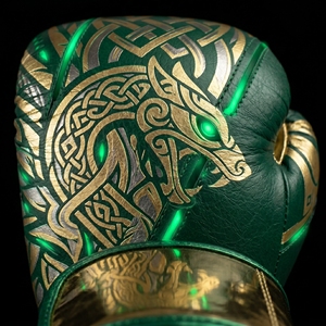 Gants de boxe en cuir à lacets, motif dragon celtique vert or, respirants, pour adultes, MMA, équipement d'entraînement d'arts martiaux personnalisé - Product Image 6