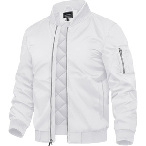 Blouson bomber marron pour homme, fermeture éclair, devant matelassé, coupe-vent, vêtement d'extérieur décontracté, col montant, en polyester, pour l'automne - Product Image 6