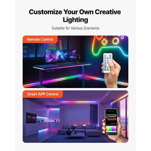 16.4 ft RGB IC LED Neon <b>Rope</b> <b>Light</b> Flexible Strip with App/Remote Control Works with Alexa Google Assistant Customized PCB Width - Product Image 5