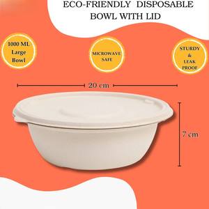 Tazón de Papel de Bambú Biodegradable Personalizado, Tazón de Bagazo de Caña de Azúcar para Catering, Compostable, Desechable, No Tóxico, Listo para Usar, CRADLE - Product Image 4