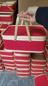 Cesta de bambú ecológica multiusos con asa resistente para compras y almacenamiento - Product Image 3