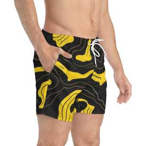 Pantalones Cortos Deportivos para Hombre, Estampado de Camuflaje Negro y Amarillo, Secado Rápido, Cintura Media, Casuales - Product Image 3