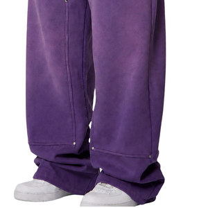 Pantalon en molleton délavé pour homme, coupe ample, jambe large, taille à cordon, ourlet ouvert, style streetwear, fabricant OEM, fournisseur en gros - Product Image 6