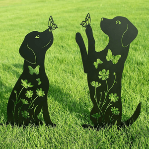 2 Piezas de Adorables Siluetas de Cachorros de Metal, Decoración de Jardín, Adornos para Exteriores, para Amantes de los Perros - Product Image 1