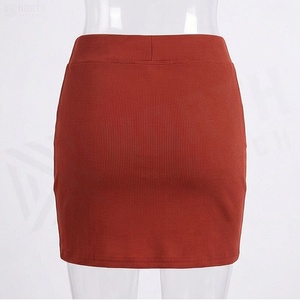 Jupe crayon mini en tricot pour femme, couleur unie, taille élastique, design fendu, style sexy, à porter toute l'année - Product Image 2