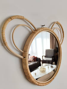 Nouveau design RM47 pour la vente en gros, miroir rond en rotin naturel à 2 couches, forme d'oreille d'ours pour la décoration de la maison, Nhat Minh - Product Image 5