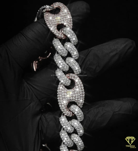 925 Sterling Silver Cuban Link <b>Chain</b> <b>Iced</b> <b>Out</b> Hip Hop Statement Luxury Bling Jewelry VVS Moissanite Diamond Necklace for Unisex - Product Image 2