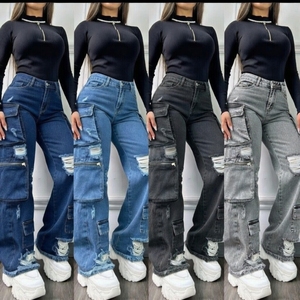 Jeans de mezclilla elásticos casuales para mujer, de cintura alta, a la moda, de corte recto, lavados, superventas 2026, hechos en Bangladesh - Product Image 3