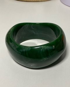Classic <b>Jade</b> Resin <b>Bangle</b> Bracelet Green Smooth Round Unisex Fashion Jewelry Accessory - Product Image 3