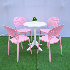 Modern Eco-Friendly Waterproof Pink Molded Plastic Chair with Ventilated Fan Back for Garden Party Carpet Surface - Product Image 2